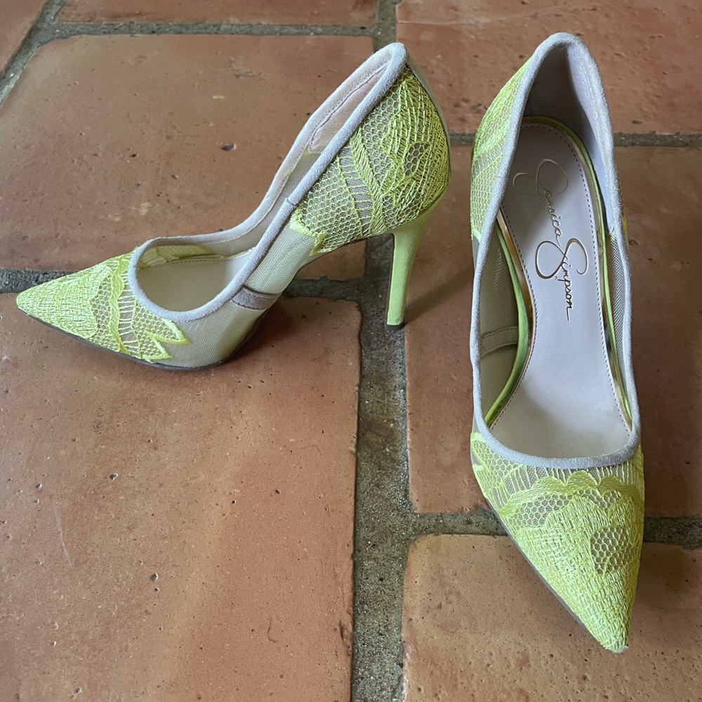Neon Yellow and Nude Pumps - Jessica Simpson - Size 7 - NWOT